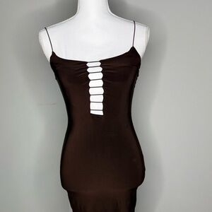 Fashion Nova Brown Cut-Out Bodycon Dress | Size S